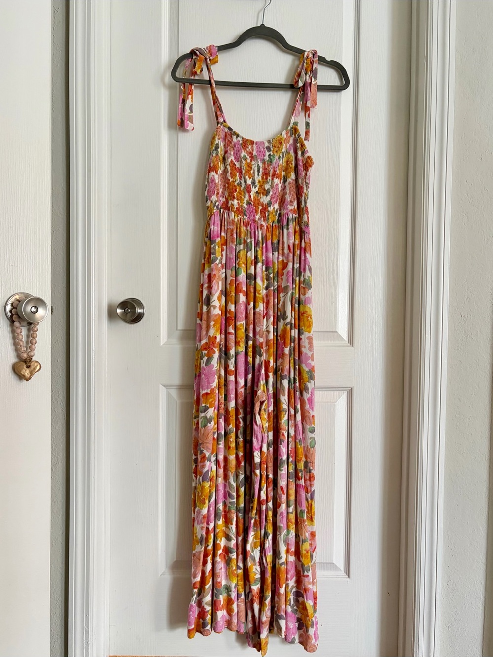 Petal & Pup Pink Multi Floral Tie-Shoulder Smocked Jumpsuit